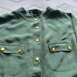 SANDRA ANGELOZZI - Silk Blouse - Hunter Green - Size L
